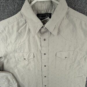 Wrangler Women Rayon Blend Pearl Snap Up Shirt Long Sleeve Gray Soft Large Adult
